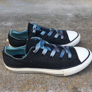 EUC Converse all-star double tongue glitter canvas
